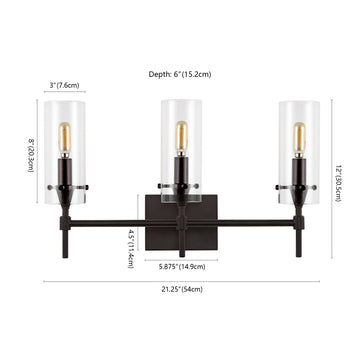 Cato Bohemian Farmhouse Iron/Glass LED Vanity